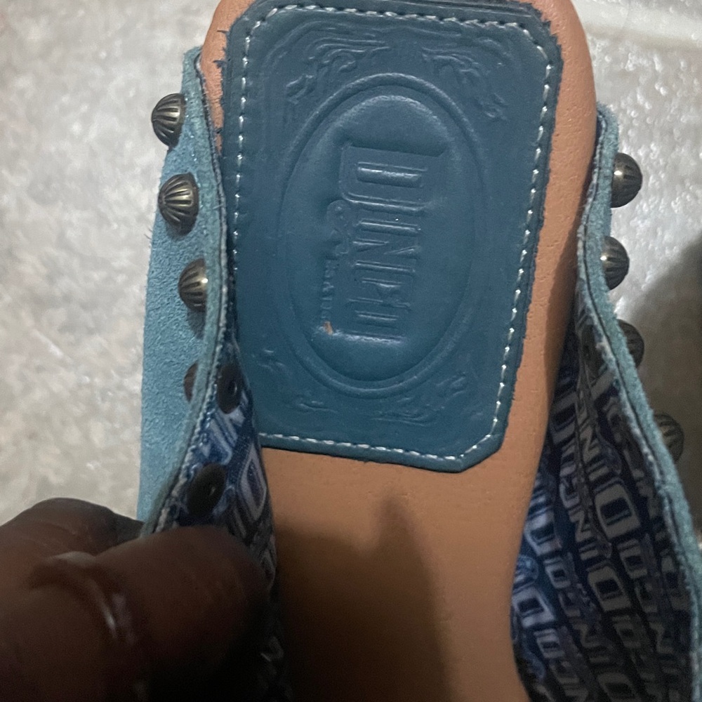 Stylish Blue and Yellow Women's Wedge Sandals - Picture 5 of 7